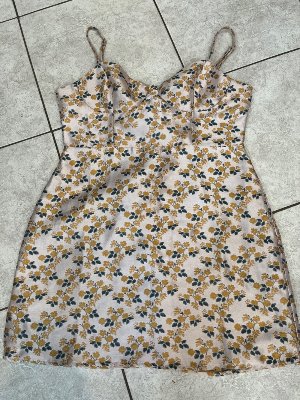 Stories Floral Spaghetti Strap Mini Dress Tapestry Pattern